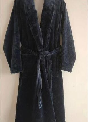 Махровый халат на подростков 152-176р №837 176, синий