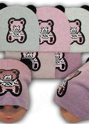 Шапка з вушками дитяча 42-50р1-6лет 44