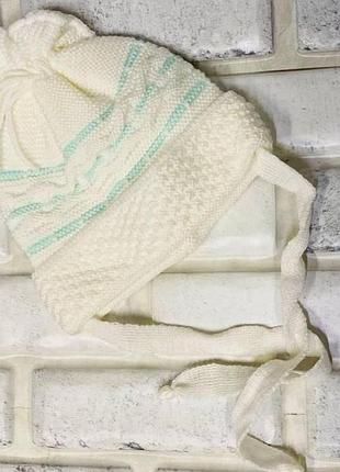 Шапка на широких зав'язках 0-3 роки 46-48