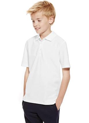 Поло с коротким рукавом белая 116-170 134