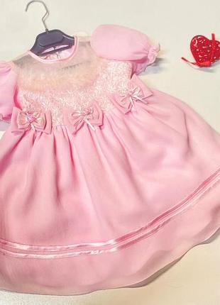 Плаття ошатне лебединий пух рожеве 80-98 см 92