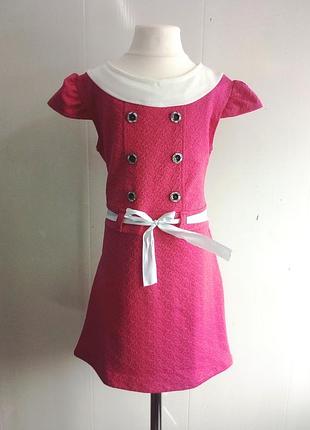 Платье с поясом короткий рукав 104-146 размер 134