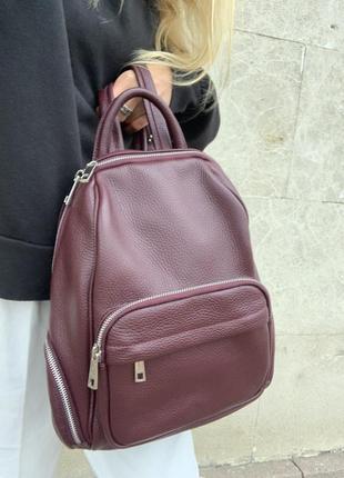 Женский кожаный рюкзак марсала бордо итальянский с натуральной кожи2 фото