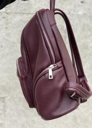 Женский кожаный рюкзак марсала бордо итальянский с натуральной кожи5 фото