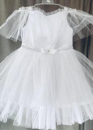 Пишне біле плаття з оборками 98-128 зріст 2-7 років 110