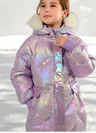 Куртка зимова на дівчинку на хутрі 104-146 розмір 116