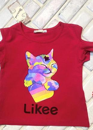 Футболка на девочку котик 110-140р турция