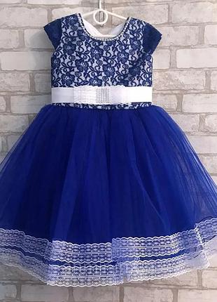 Пышное платье с кружевом на девочку 3-7 лет 98-128 рост 92