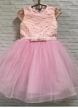 Нарядное платье с гипюром на девочку 4-8лет 104-128 рост 116