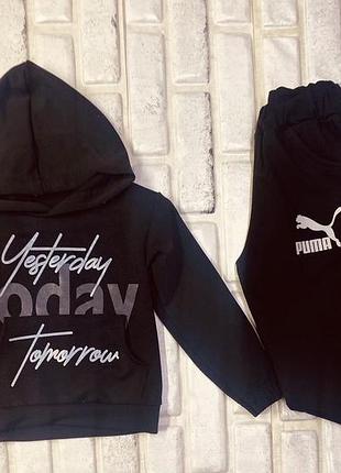 Стильний чорний костюм турецька двонитка 86-134 зріст 98