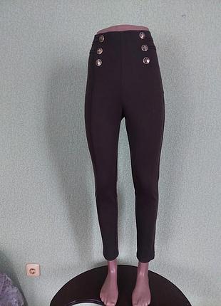 Плотные леггинсы zara с завышенной талией и декоративными пуговицами. 8