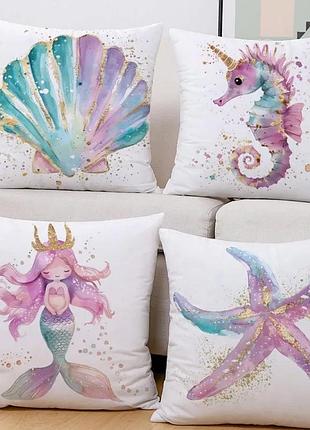 Подушка бамбукова 50×50 з велюровою наволочкою та принтом 2820025670