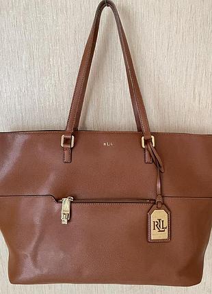 Шкіряна сумка-тоут lauren ralph lauren whitney pocket