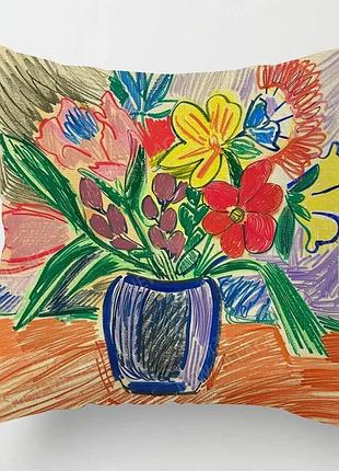 Подушка бамбукова 50×50 з велюровою наволочкою та принтом 2820026646