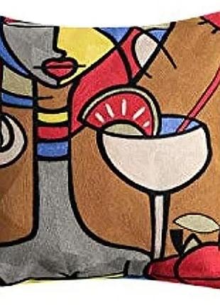 Подушка бамбукова 50×50 з велюровою наволочкою та принтом 2820027015