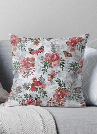Подушка бамбукова 50×50 з велюровою наволочкою та принтом 2820031278