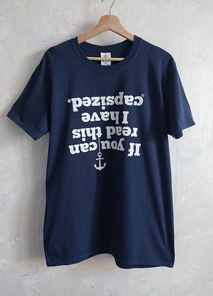 Футболка мужская Vildan l 48р., синяя, хлопок