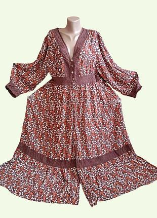 Шикарна довга сукня батал 💯% віскоза.