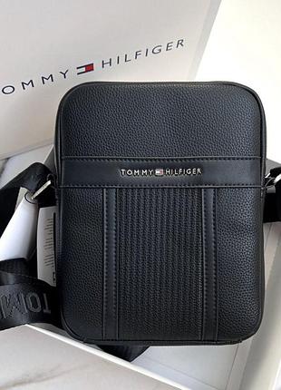 Чоловіча сумка tommy hilfiger барсетка через плече месенджер томмі хелфігер чорного кольору