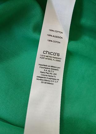 Блуза женская из хлопка chico's зеленая 5