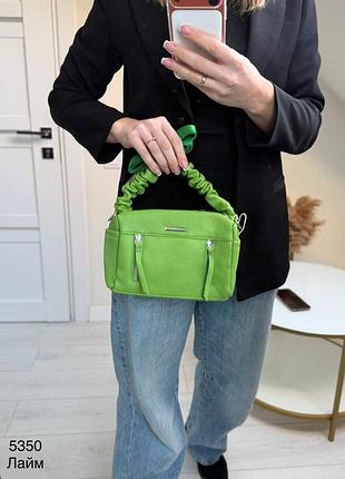 Жіноча стильна сумка сумочка маленька світло зелена лайм з еко шкіри зі штучної шкіри прямокутна