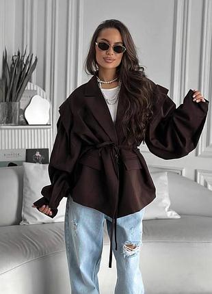 Трендовий оверсайз жакет на підкладці з поясом ❤️‍🔥