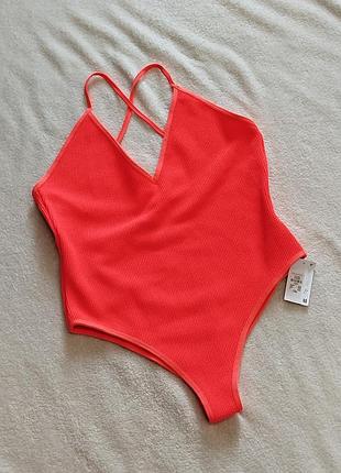 Неоновый слитный купальник жатка