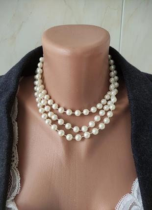 Намисто штучні перла, біжутерія, пластик, довга низка
