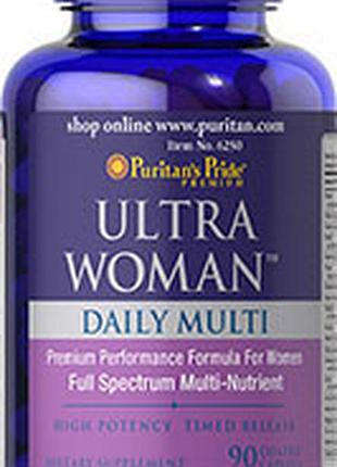 Витаминный комплекс для женщин ultra woman puritan's pride, 90 таблеток