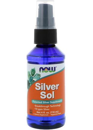 Колоїдне срібло срібна сіль now foods silver sol, 118 мл