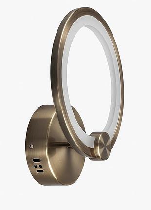 Светодиодное бра 18 вт с 3 режимами освещения, бронза/белый sneha (9982145332/1 bronze)
