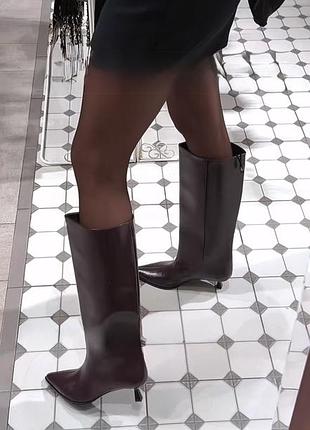 Високі бордові чоботи кітен хіл stradivarius 38