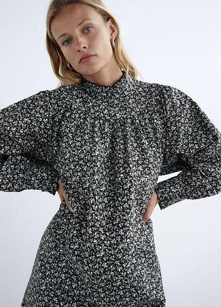 Zara floral poplin mini dress