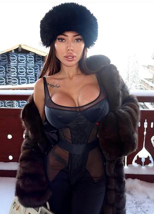 Повʼязка хутряна чорна біла молочна меховая повязка шапка кубанка вінтаж