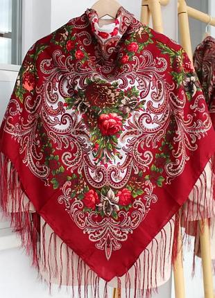 Платок украинский бордовый 1 20×1.20