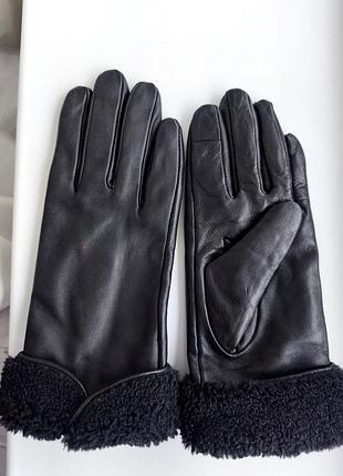 F&amp;f кожаные женские перчатки с тачскрином