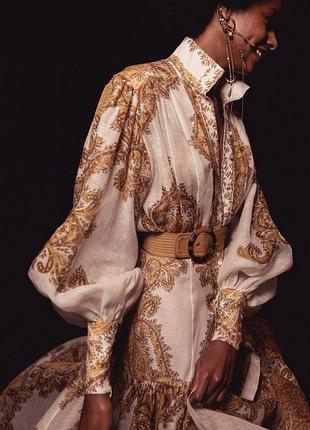 Жовтий топ-блузка zimmermann з пейслі та хвилястим принтом