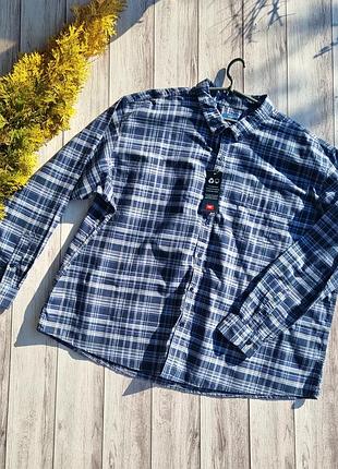 Рубашка батальная большая размер новая яловичья синяя в клетку на подарок