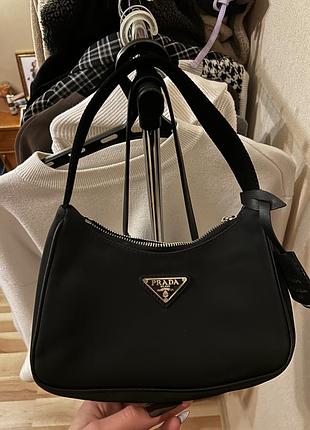 Сумка жіноча prada re edition 2005 чорна маленька нова