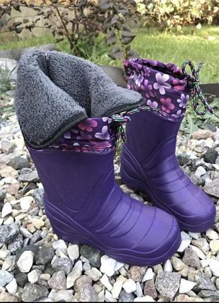 Гумові чобітки з затяжкою і хутряної вставкою 31-36 р (19-24 см) 34, фіолетовий