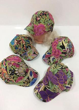 Кепка квіти 46-50 розмір 1-6 років чорний, 50 см