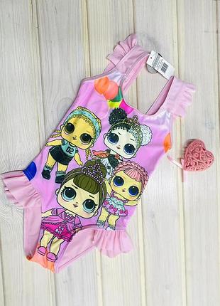 Купальник суцільний lol для дівчинки з рюшами 2-8 років 92-134 зріст 104