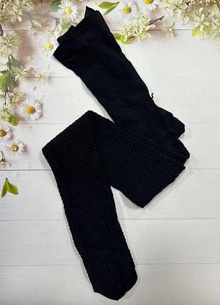 Колготи бавовняні на дівчинку чорні з ромбиками h&m р.170 см (15 років)