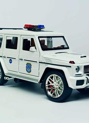 Металева машинка патрульної поліції mercedes gelandewagen g-class 1:24 інерція, світло, звук авто експерт