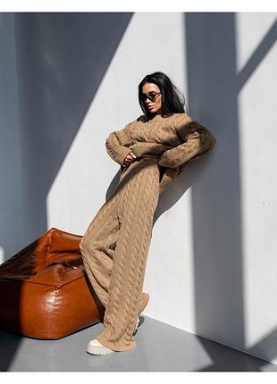 Трикотажний костюм кемел оверсайз беж пісочний спортивний