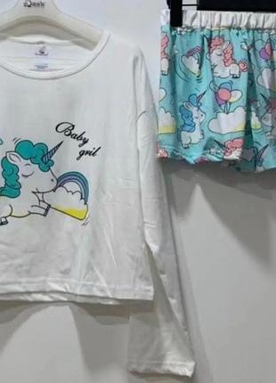 Піжама підліткова з шортами 134-176 зріст 146