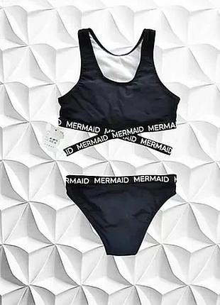 Купальник черный на девочку 6-16 лет 116-176 рост №7720 146