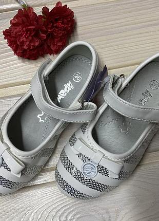 Туфли белые с паетками на девочку польша apawwa 26-30р 15-18.5 см стелька 27