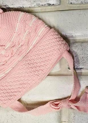 Шапка на широких завязках 0-3 года 42-44