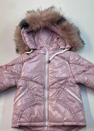 Зимняя курточка moncler на девочку 80-104 р мех съемный 80